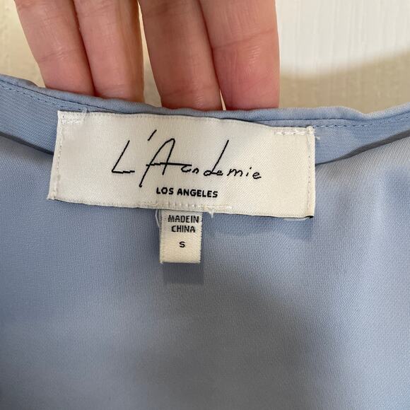 Revolve L'Academie Off the Shoulder Bodysuit Blue Ruffle Monaco S - Picture 5 of 9